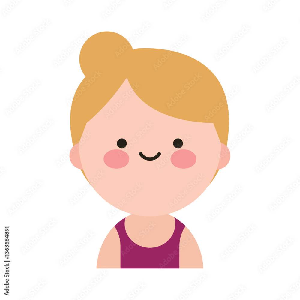 Adorable Kawaii Style Woman Avatar Icon Adorable Kawaii Style Woman Avatar Icon