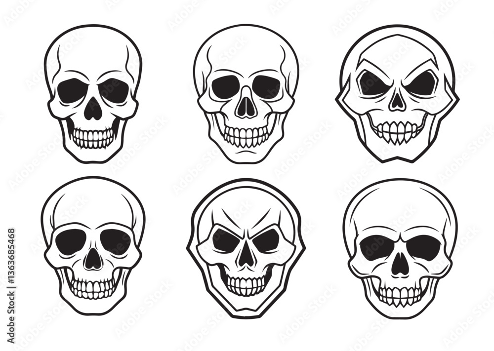 Skull silhouette vector Set Skull silhouette vector Set