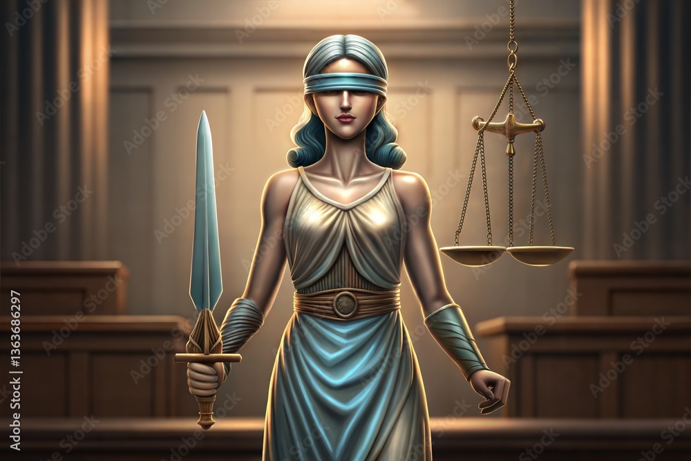 Obraz premium Lady Justice Statue Symbolizing Law and Fairness 