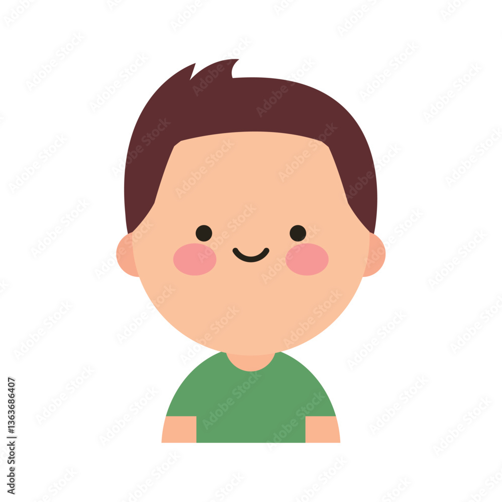 Charming Kawaii Style Male Avatar Icon Charming Kawaii Style Male Avatar Icon