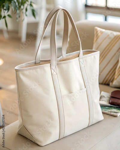 Stylish and Simple Cotton Tote Bag for Everyday Carry, leather tote bag