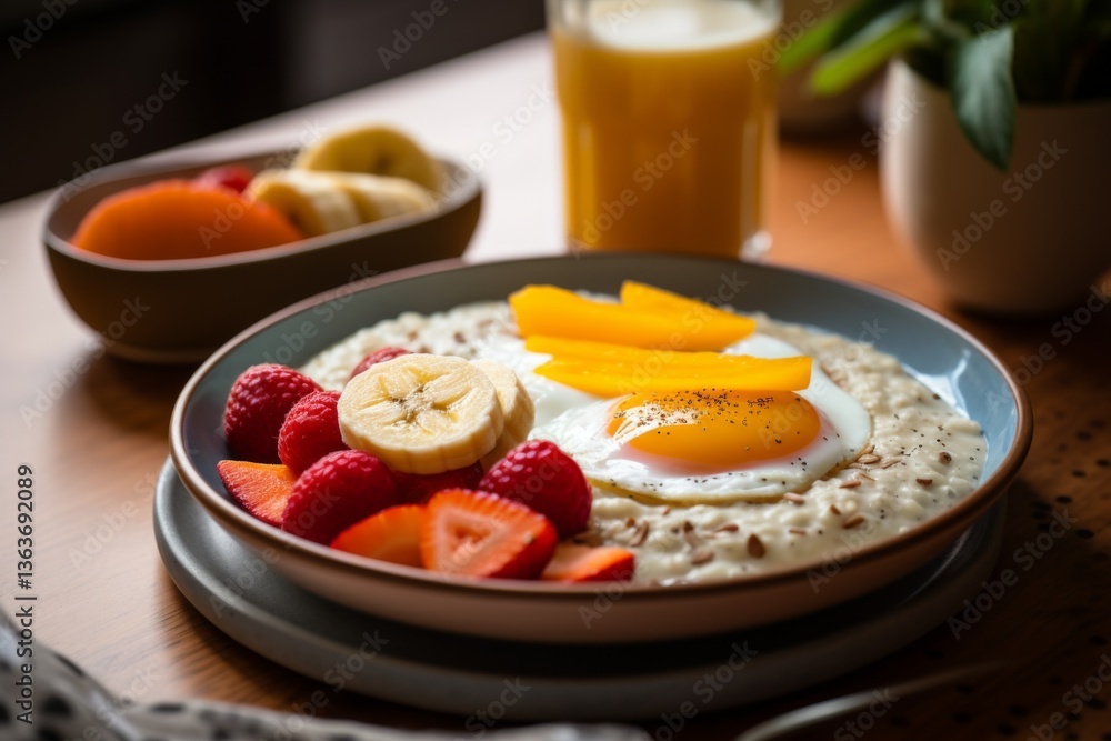 Close up of a protein breakfast in the real kitchen Close up of a protein breakfast in the real kitchen
