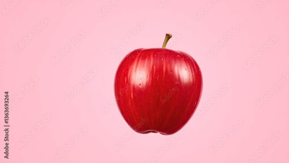 Obraz premium red apple on a pink background