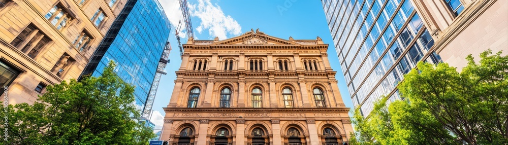 Historic building surrounded by modern architecture Historic building surrounded by modern architecture