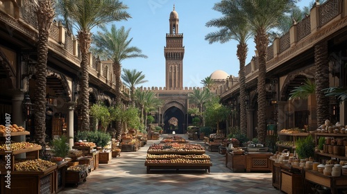 Luxurious Arabian Market: A Sun-Drenched Oasis of Dates and Spices
