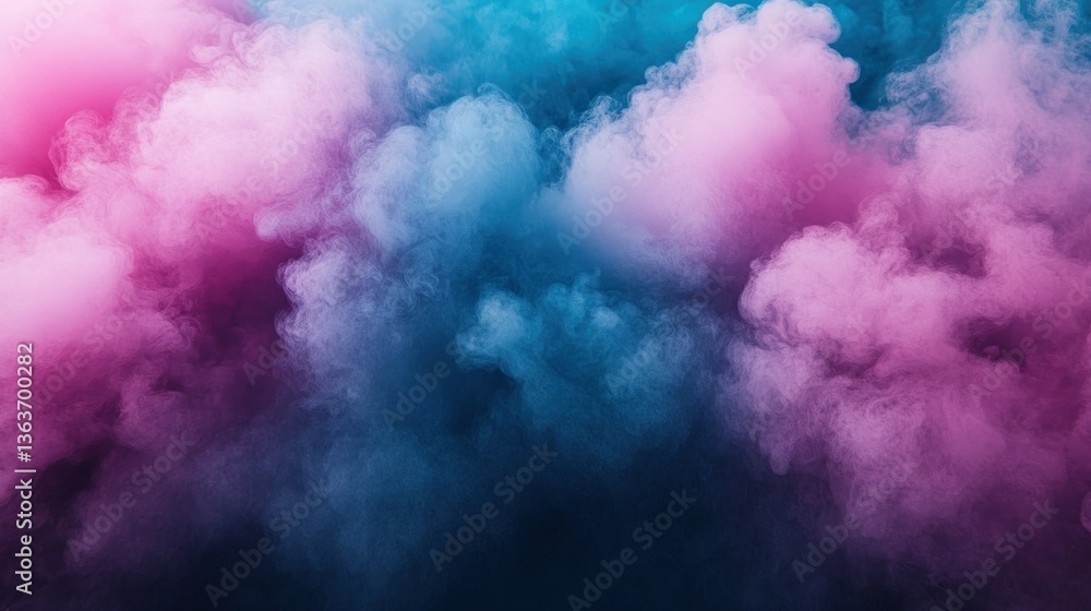 Naklejka premium Abstract Pink and Blue Smoke Cloudscape: A Dreamy, Ethereal Composition