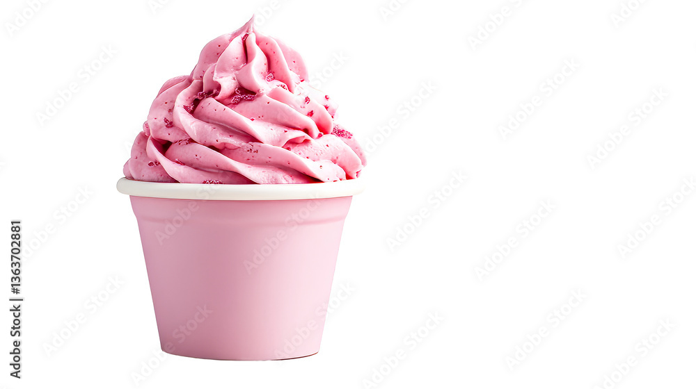 Delicious pink swirl ice cream in a cup on a transparent background Delicious pink swirl ice cream in a cup on a transparent background