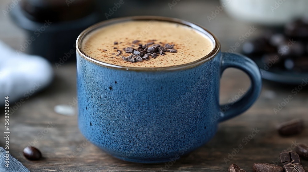 Creamy coffee drink topped with chocolate Creamy coffee drink topped with chocolate