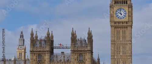Photography big ben London panorama golden clock blue sky parliament Westminster England cli