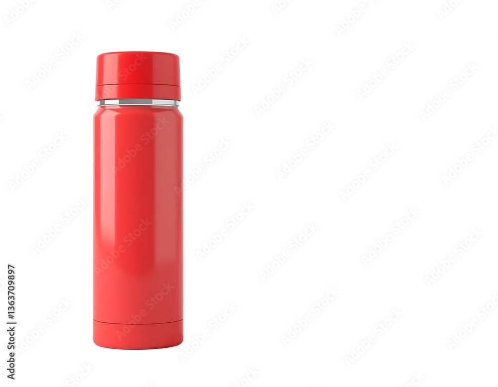Red insulated water bottle with a cap Red insulated water bottle with a cap