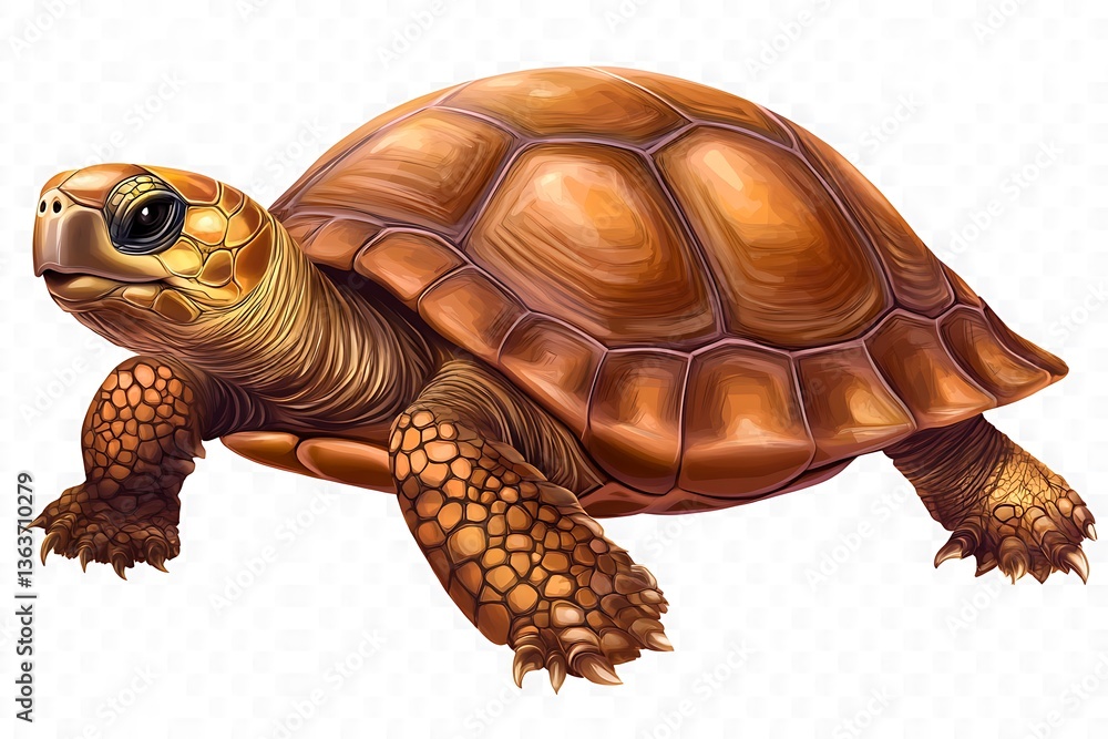 Obraz premium A Detailed Illustration of a Brown Turtle Displayed on White Background