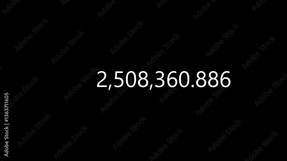 number counter animation 0 to 50,000,000 on a transparent background number counter animation 0 to 50,000,000 on a transparent background