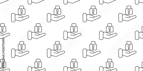 Pattern of hands holding padlocks with keyholes in a simple design
