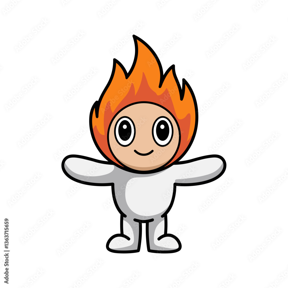 Adorable Flame-Headed Cartoon Character Mascot Adorable Flame-Headed Cartoon Character Mascot