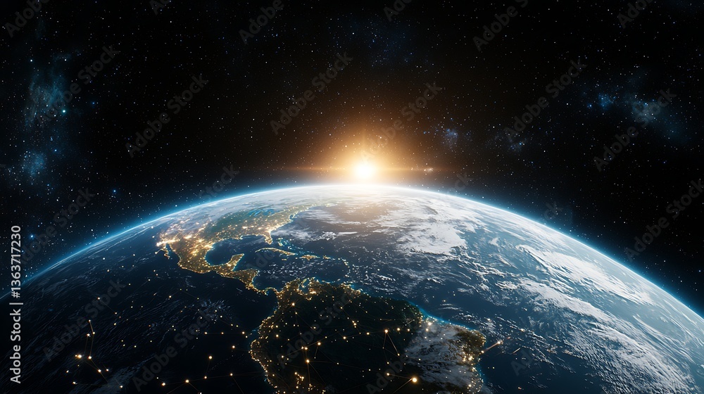 Fototapeta premium Earthrise, Space, Sunrise