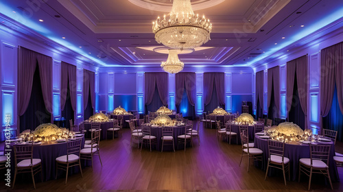 Elegant Ballroom Wedding Reception Venue with Uplighting