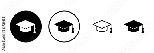 Education icon logo design. Graduation cap sign and symbol. Graduate. Students cap