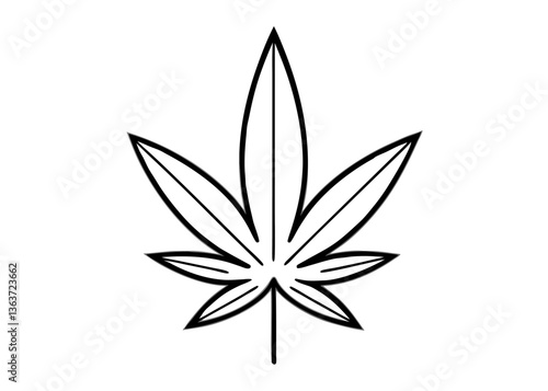 Cannabis Leaf Icon: A simple, yet striking, outline of a cannabis leaf, capturing the plant's unique shape and structure. Ideal for conceptual projects about nature and other related topics.