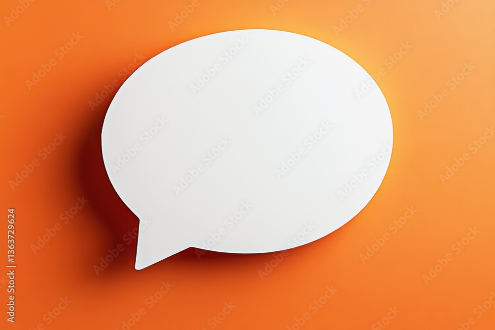 White speech bubble on orange background White speech bubble on orange background