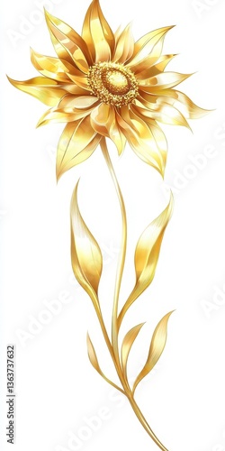 Golden Flower Design Element