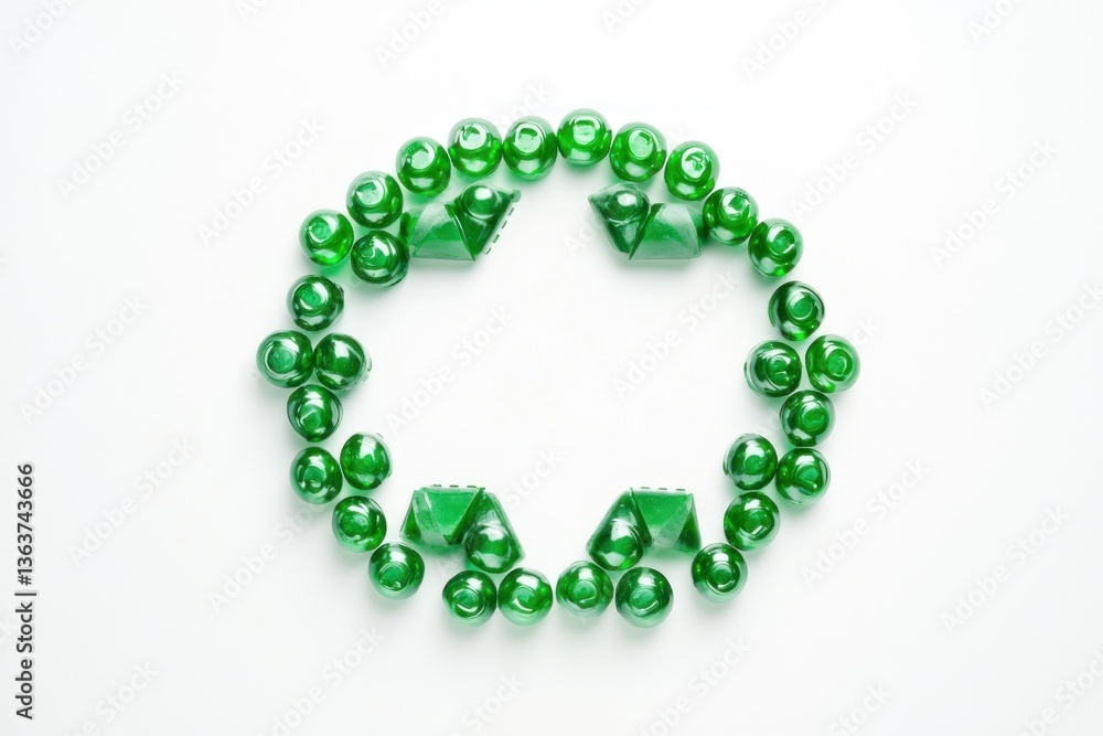 Obraz premium Green objects forming a circular shape on a white background