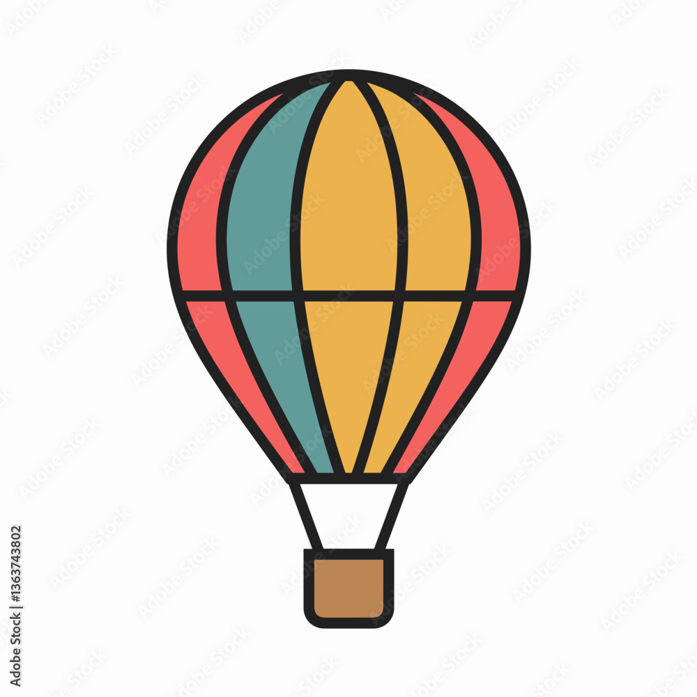 Naklejka premium Hot Air Balloon Icon for Travel and Adventure Themes