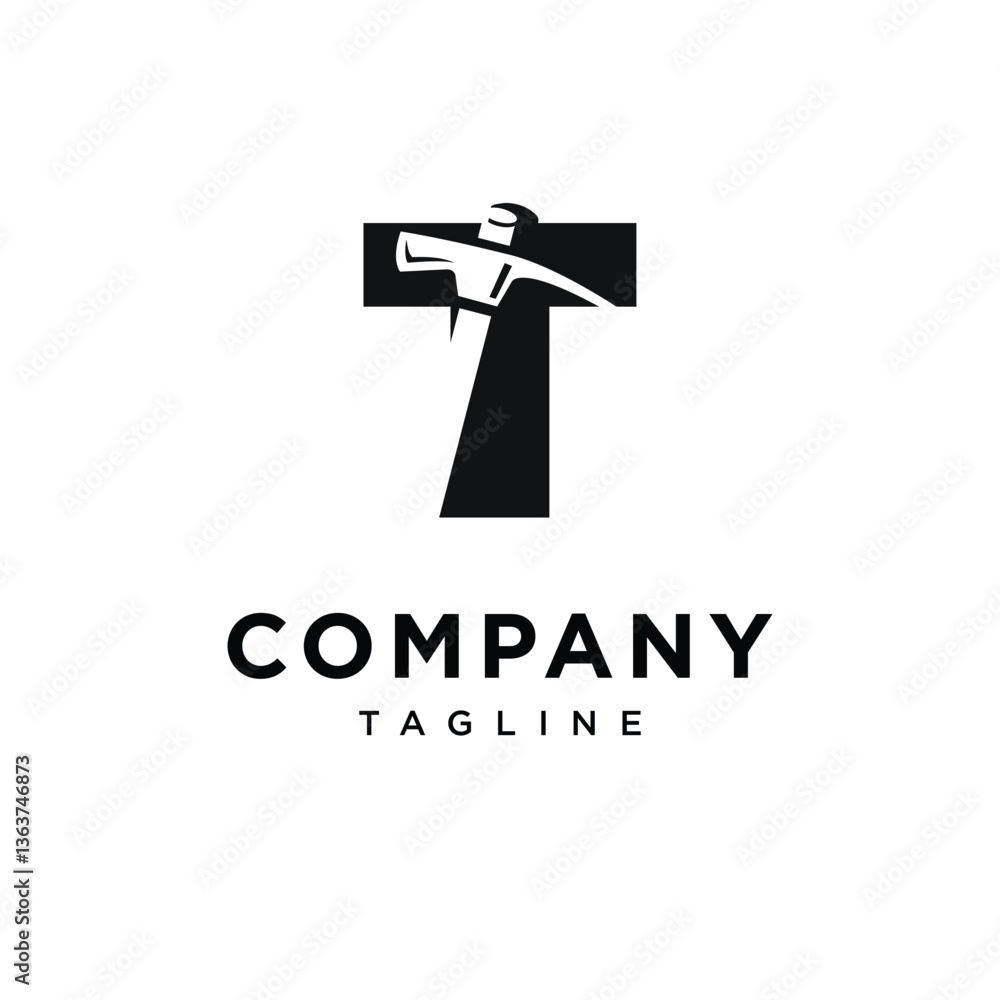 Letter T Brick Hammer Logo Icon Vector Letter T Brick Hammer Logo Icon Vector