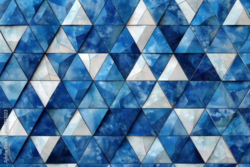Wallpaper Mural Blue geometric tile pattern with triangular shapes   Torontodigital.ca