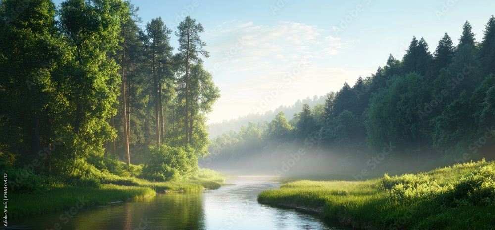 River through forest nature scene River through forest nature scene