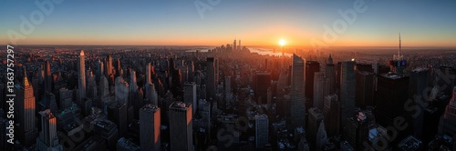 Aerial view of New York City skyline at sunrise © King