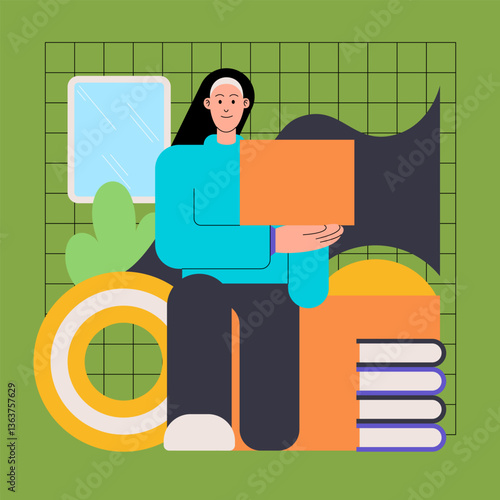A woman organizing and tidying up her belongings in a structured environment