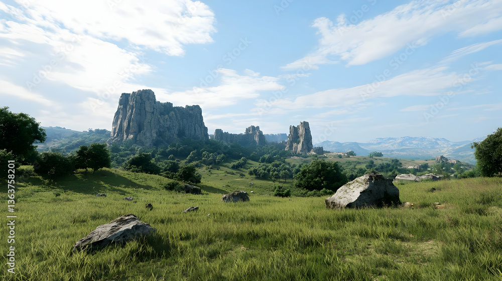 custom made wallpaper toronto digitalScenic Meadow With Ancient Stone Formations