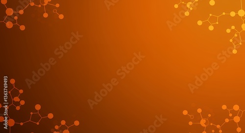Abstract Orange Background with Molecule Structures for Science and Technology