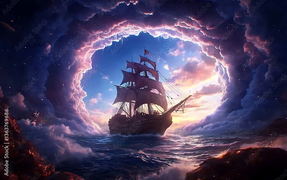 Mystical Ship Through Clouds Mystical Ship Through Clouds