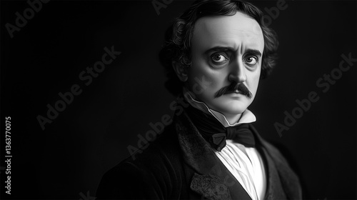 Facial reconstruction of Edgar Allan Poe with vintage realism