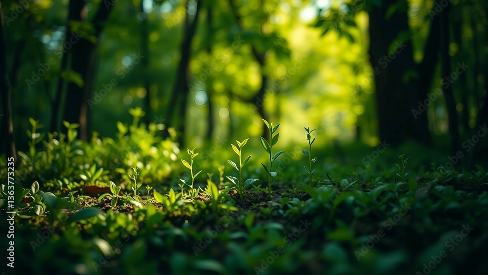 Positive indicators are growing within a vibrant green forest symbolizing the increasing success of Positive indicators are growing within a vibrant green forest symbolizing the increasing success of