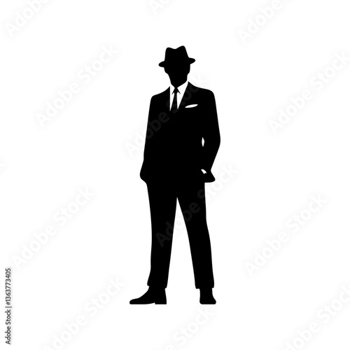 gentleman wearing suit and hat standing