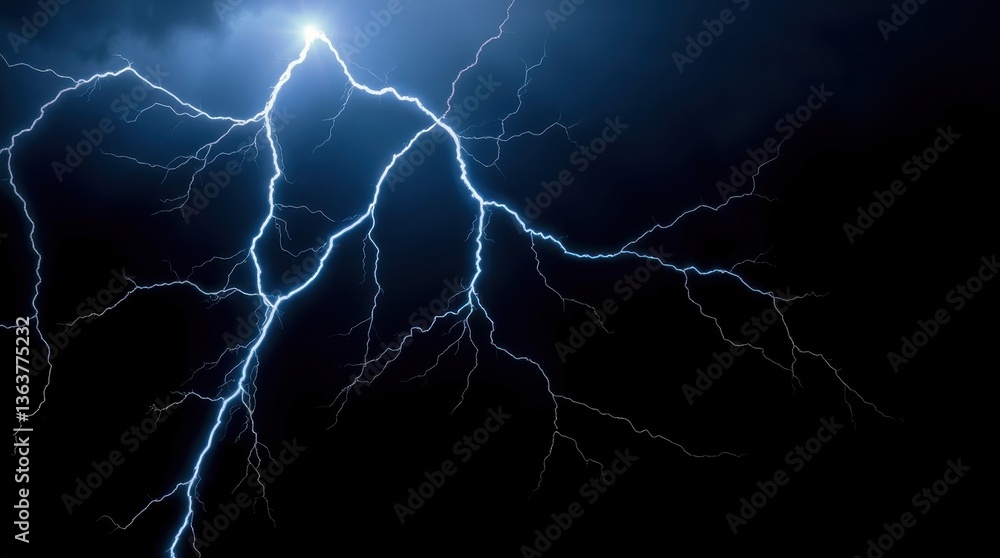 Powerful Lightning Bolt in Dark Stormy Sky Powerful Lightning Bolt in Dark Stormy Sky