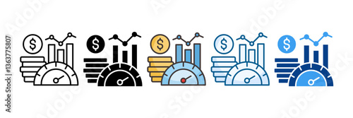 Economic Indicators Icon Set Multiple Style Collection