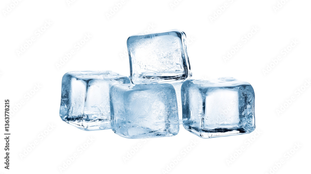 Stack of realistic ice cubes, refreshing drink ingredient, cut out transparent Stack of realistic ice cubes, refreshing drink ingredient, cut out transparent