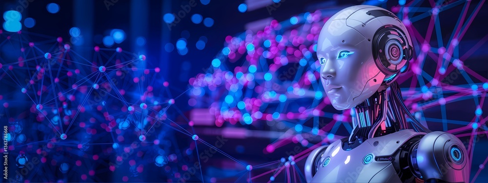 3D humanoid AI robot metaverse cyberspace digital world background revolution artificial intelligence automated digital technology industry 4.0, humanoid concept Neural Connections Cybernetic Networks 3D humanoid AI robot metaverse cyberspace digital world background revolution artificial intelligence automated digital technology industry 4.0, humanoid concept Neural Connections Cybernetic Networks