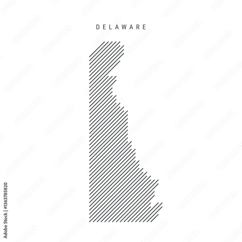 Delaware map from pattern of black slanted parallel lines. Flat vector illustration isolated on white Delaware map from pattern of black slanted parallel lines. Flat vector illustration isolated on white