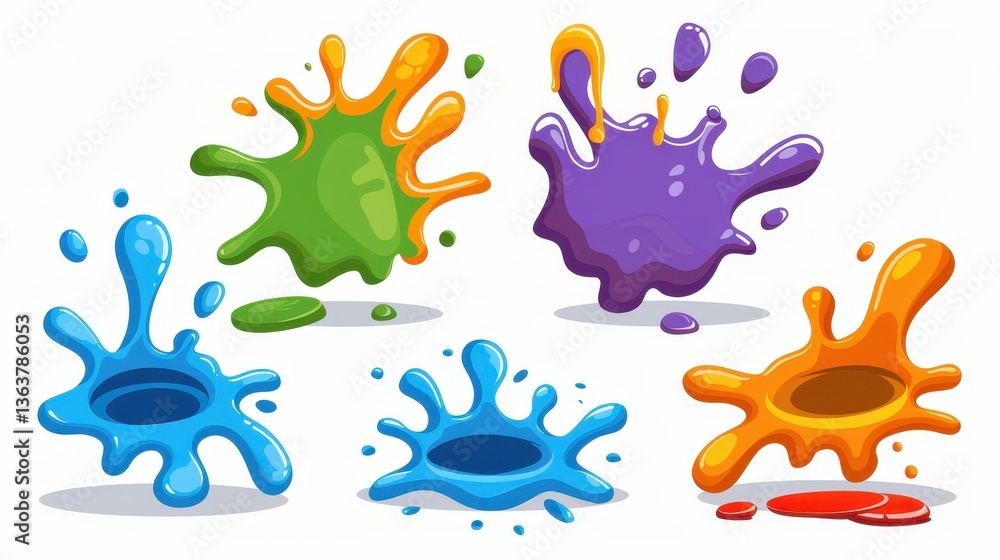 Obraz premium Vibrant vector designs showcasing colorful paint splatters, perfect for artistic projects and creative expressions.