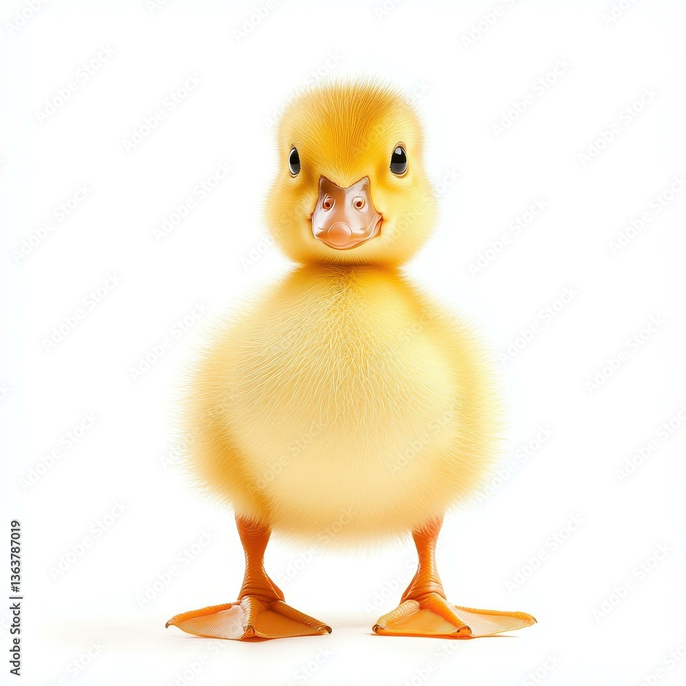 Adorable duckling perched against a white backdrop, showcasing its soft feathers and curious gaze. Adorable duckling perched against a white backdrop, showcasing its soft feathers and curious gaze.