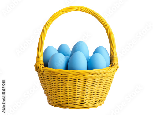 Blue Eggs in a Yellow Basket for Festive Occasions