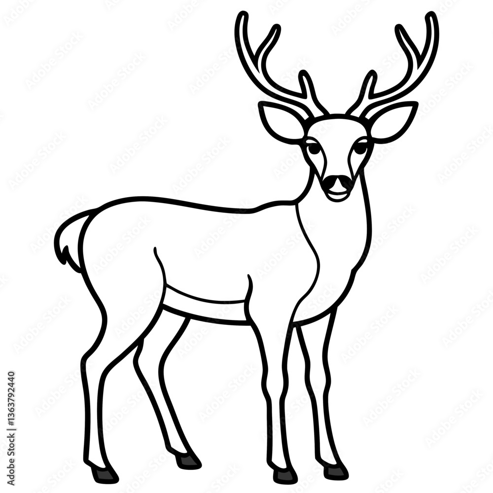 Obraz premium Wild deer silhouette vector illustration depicts a nature animal with antlers