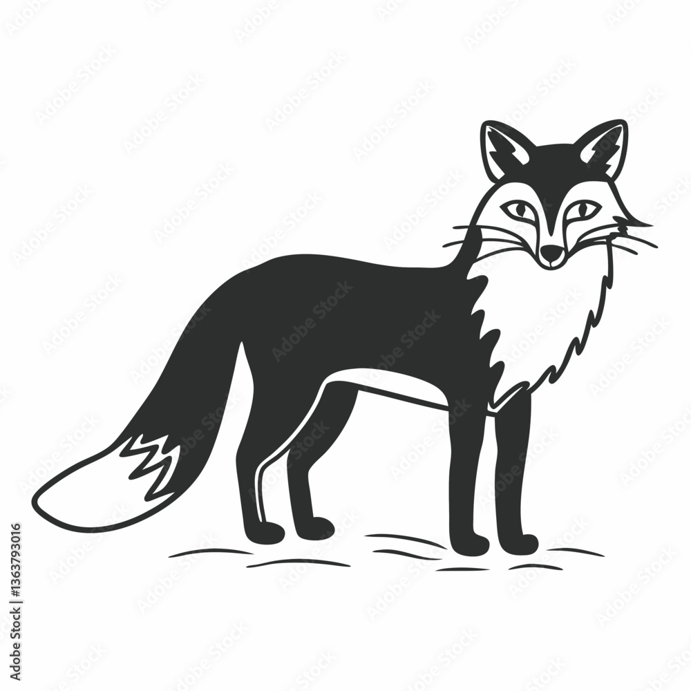 Obraz premium Cute black cat and dog vector illustration with a wild canine silhouette