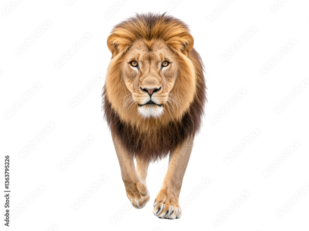 Majestic Lion Approaching with Intense Gaze Majestic Lion Approaching with Intense Gaze