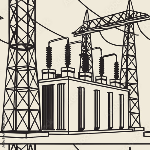 Urban construction site illustration depicts a tall steel structure with a crane, showcasing industrial development