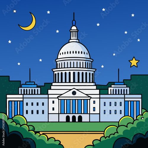 Washington DC's Capitol building, a landmark of US government architecture, features a prominent dome